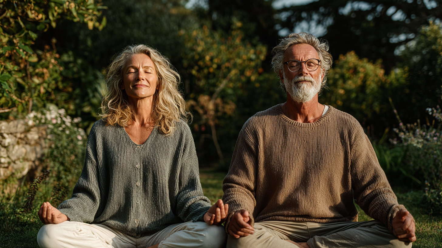 Здорові люди середнього віку з натуральними продуктами